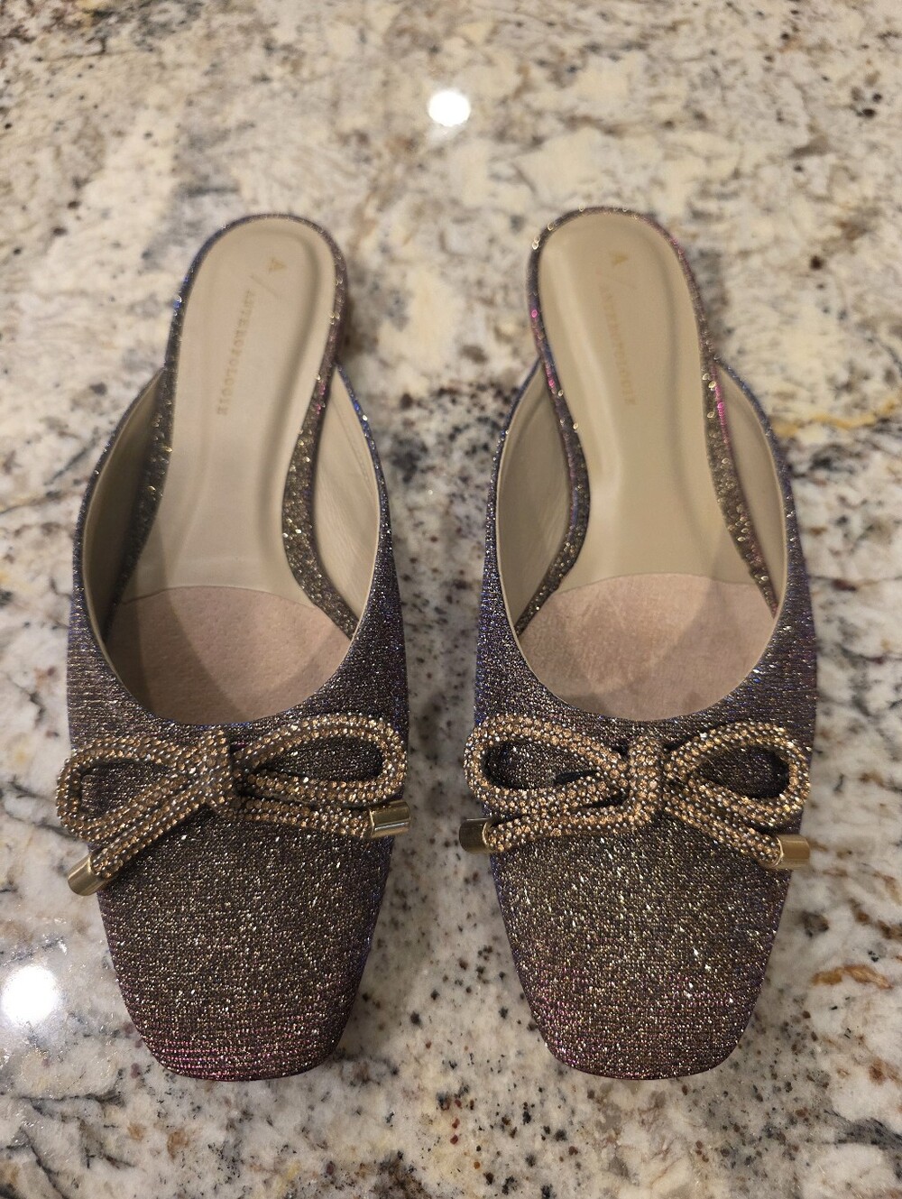 ANTROPOLOGIE Sparkle Bow Slip-On Ballet Flats